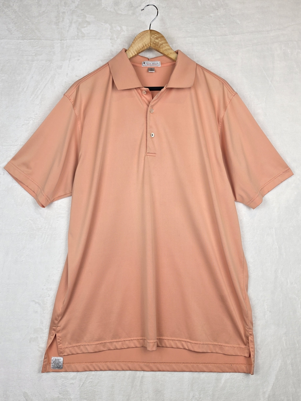 Peter Millar Summer Comfort Polo Shirt Mens Large Peach Golf 100% Polyester